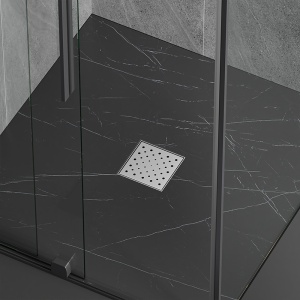Scurgere baie patrata cu sifon fix Circle DLO6 15 x 15 cm inox - Img 2