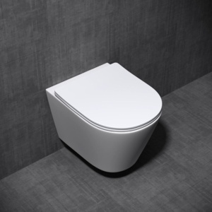 Set Bideu si Vas WC GROHE, montaj suspendat, ceramica sanitara, Vas WC SONATA Clementina RIMLESS +Bideu+Capac Soft-Close SLIM PREMIUM + Cadru+Clapeta - Img 6