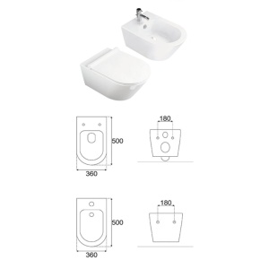 Set Bideu si Vas WC GROHE, montaj suspendat, ceramica sanitara, WC SONET RIMLESS + Bideu + Capac Soft-Close SLIM PREMIUM + Cadru+Clapeta - Img 16