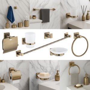 Set de accesorii pentru baie 6 in 1 DYLAN Auriu Periat - Img 2