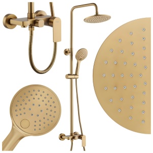Set de baie cu dus ADA cu forma de ploaie, auriu perlat - Img 13