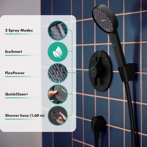 Set de dus cu porter Hansgrohe Activera Select S negru mat 2 functii EcoSmart - Img 4
