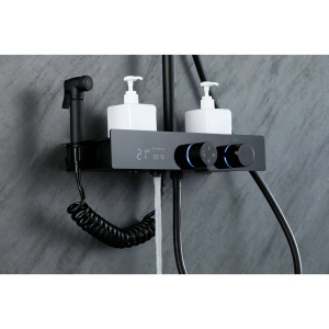 Set de dus F10B Model Modern cu Efect De Ploaie si Afisaj LCD, Culoare Negru - Img 8