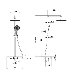 Set de dus F13-WH, Dus cu efect de ploaie, Culoarea Alb - Img 7