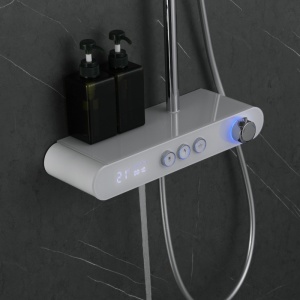 Set de dus PRO FATTER , Ecran LCD, efect de ploaie, Culoare Alb/Chrom - Img 3