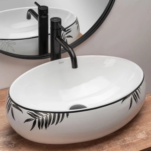 Set lavoar pe blat Rea Shila + baterie Lungo + ventil Click-Clack universal - Img 4