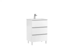 Set mobilier baie pe pardoseala Gala Shona 60 x 46 x 74 cm alb mat cu lavoar Klea 60 cm