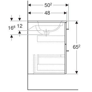 Set mobilier baie suspendat cu lavoar Geberit Selnova Square 60 x 48 cm 2 sertare nuc american - Img 4
