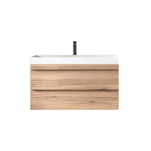 Set mobilier baie suspendat cu lavoar Kolpasan Naomi 80 cm lemn natural