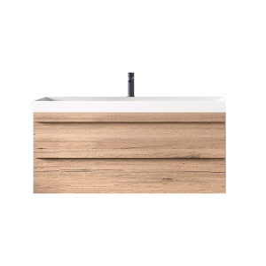 Set mobilier baie suspendat cu lavoar KolpaSan Naomi stejar deschis 100 cm