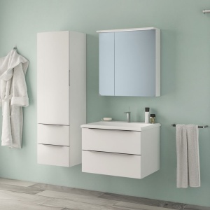 Set mobilier baie suspendat cu lavoar Kolpasan Tara 71 cm alb mat - Img 2