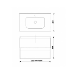 Set mobilier baie suspendat Gala Daily antracit lucios 100 x 46 x 56.5 cm cu lavoar - Img 2