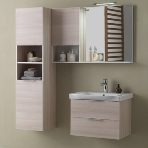 Set mobilier suspendat cu lavoar Kolpasan Lana 65 cm lemn deschis - Img 2