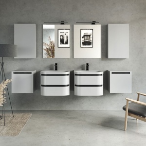 Set mobilier suspendat cu lavoar Kolpasan Vittoria alb mat 60 cm - Img 5