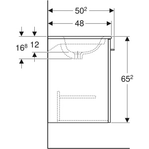 Set mobilier suspendat Geberit Selnova Square 80 x 48 cm cu 2 usi si lavoar 80 cm nuc american - Img 4