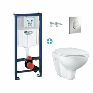 Set rezervor Grohe Rapid SL cu clapeta Skate Air crom si vas wc Grohe Bau Ceramic Rimless capac soft close - Img 1