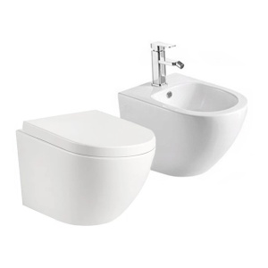 SET Vas WC+BIDEU VILA WHITE, Sistem inovator de spalare Rimless Tornado, Suspendat, Ceramica sanitara, Capac Slim Premium Soft-Close Inclus, - Img 11