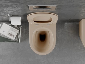 Set vas Wc cu capac soft-close inclus, Montaj suspendat, Ceramica sanitara, Culoare Cappuccino - Img 3