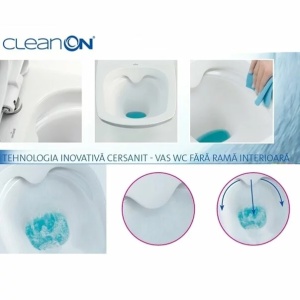 Set vas WC pe pardoseala Cersanit Carina New Clean On cu rezervor si capac inchidere lenta - Img 4