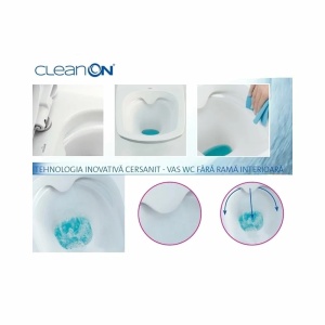 Set vas WC pe pardoseala Cersanit Carina New Clean On cu rezervor si capac alb standard - Img 2