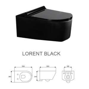 Set Vas WC PRO GROHE, Montaj Suspendat, Ceramica Sanitara, Vas WC LORENT BLACK RIMLESS + Capac Soft-Close SLIM Inclus + Cadru + Clapeta - Img 9