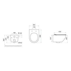 Set WC suspendat auriu-alb Spectrum Trendi Slim Gold White rimless cu capac 36.5 x 49 cm - Img 6
