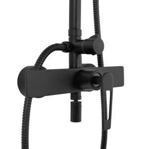Sistem Complet De Dus REA ALDI, Montaj Pe Perete, Para Rotunda Tip Ploaie 25x25 Cm, 3 Functii De Curgere A Apei, Finisaj Negru Mat - Img 6