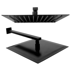 Sistem complet de dus REA FENIX, montaj incastrat in perete, ploaie de dus 25x25cm, finisaj negru mat - Img 2