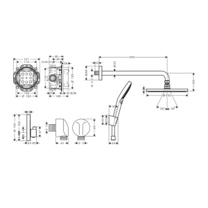 Sistem de dus incastrat Hansgrohe Raindance Select S 240 negru mat - Img 3