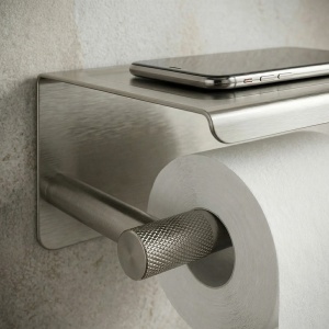 Suport pentru hârtie igienică cu poliță Rea 6613 Modern Nickel Brush - Img 5
