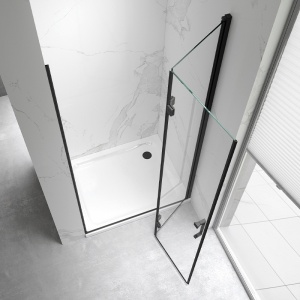 Usa de dus batanta pentru nisa ZES-KZ21C negru mat 90 x 195 cm sticla 6 mm - Img 5