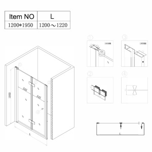 Usa de dus pliabila SH01E crom 120 x 195 cm sticla 6 mm - Img 9