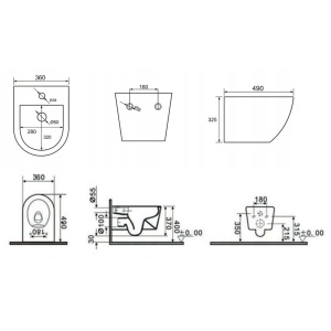 Vas de toaletă bideu VELDMAN VITO cu sistem inovator de spălare RIMLESS TORNADO, gri mat - Img 2