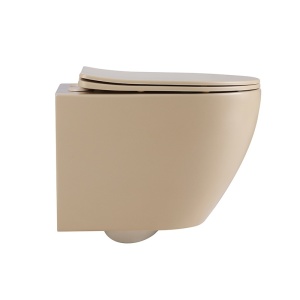 Vas de toaleta suspendat Mizu Cappuccino, rimless cu capac din duroplast cu softclose - Img 3