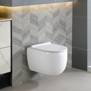 Vas de toaleta suspendat Tornado Lake White, rimless cu capac din duroplast si softclose - Img 2