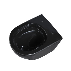 Vas toaleta WC suspendat Tornado Flower Black cu capac din duroplast si softclose - Img 4