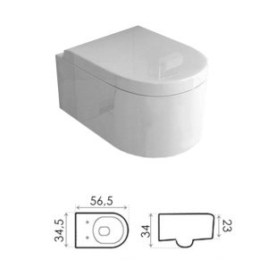 Vas WC PRO LORENT Rimless, suspendat, ceramica, 56.5 x 34.5 x 34 cm, Scaun Soft-Close / Duroplast Slim Inclus, Alb - Img 5