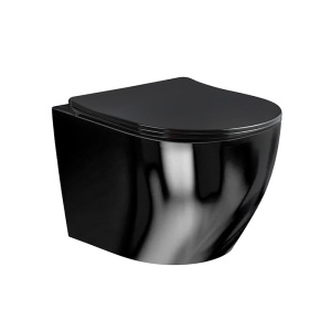 Vas WC PRO SONET Rimless, Suspendat, Ceramica Sanitara, 50 x 36 x 37 cm, scaun duroplast soft-close standard / slim, Negru