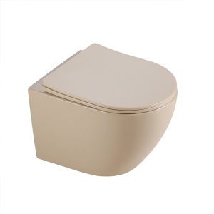 Vas WC suspendat Flow Tornado Cappuccino, rimless cu capac soft close duroplast