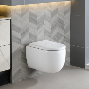 Vas WC suspendat Lake Tornado White Glossy, rimless cu capac softclose - Img 2