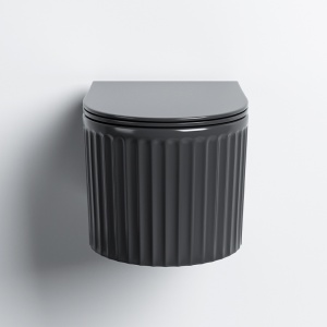 Vas WC suspendat LUMA Negru Lucios, Model Canelat, cu capac SoftClose Inclus - Img 2