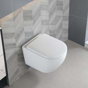 Vas WC suspendat Mizu Tornado White TR-02, rimless cu capac din duroplast si inchidere softclose - Img 9