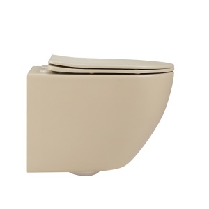 Vas WC suspendat Peak Cappuccino rimless cu capac soft close duroplast - Img 2
