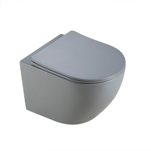 Vas WC suspendat Peak Grey Matt, rimless cu capac soft close duroplast