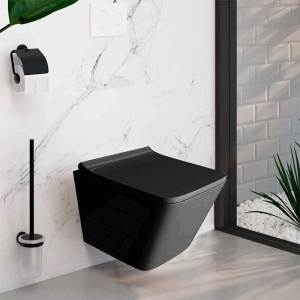Vas WC suspendat rimless protect cu capac soft close Spectrum Lima 34 x 48.5 cm negru mat - Img 3