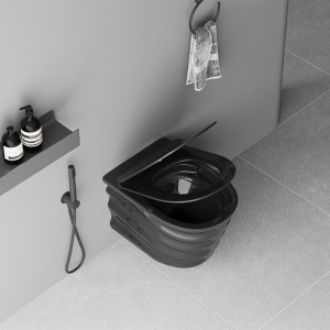 Vas wc suspendat Skal Tornado negru lucios cu model si capac soft close - Img 10
