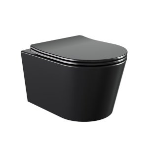 Vas wc suspendat Tornado Elite Black Matt, rimless cu capac din duroplast cu softclose