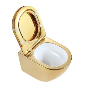 Vas WC suspendat Tornado Flow Gold, interior alb rimless cu capac softclose - Img 5