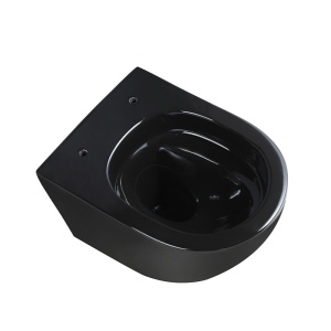 Vas WC suspendat Tornado Flower Black cu capac din duroplast si softclose - Img 3