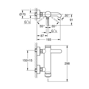 Baterie cada - dus Grohe Essence antracit periat Hard Graphite - Img 2